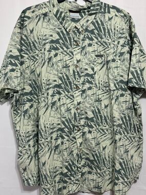 Columbia Rapid Rivers Tropical Shirt 5X Green Palm Sage Cotton Stretch Resort XL